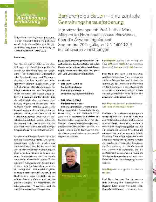 Vorschauseite 3: Ein Meilenstein für die Altenpflege Die Ausbildungsund Qualifizierungsoffensive