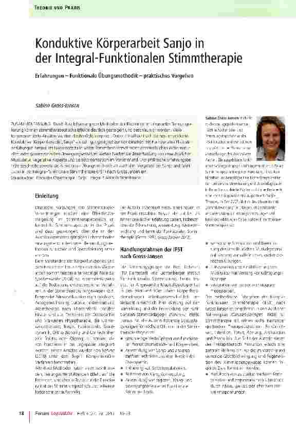 Vorschauseite 1: Konduktive Körperarbeit Sanjo in der Integral-Funktionalen Stimmtherapie