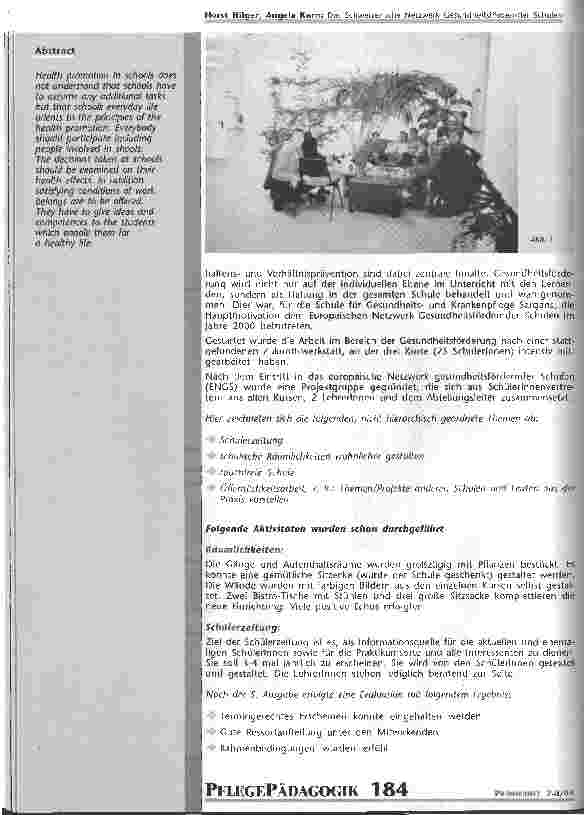Vorschauseite 2: Das Schweizerische Netzwerk Gesundheitsfördernder Schulen Bericht der Schule für Gesundheitsund Krankenpflege Sargans