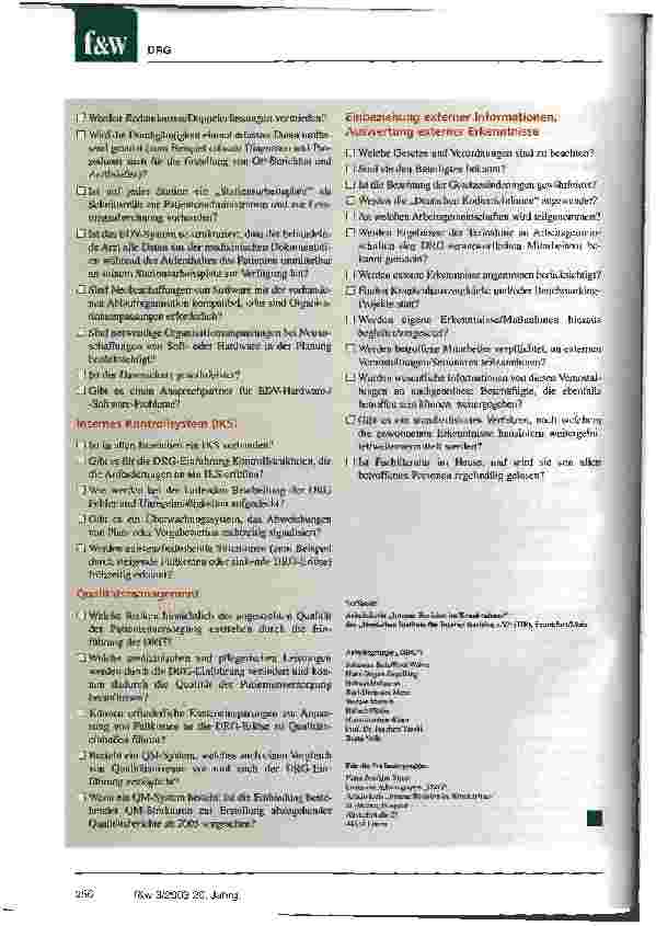 Vorschauseite 4: Eine Checkliste für die Revision zur Einführung des neuen Vergütungssystems Arbeitskreis Interne Revision im Krankenhaus