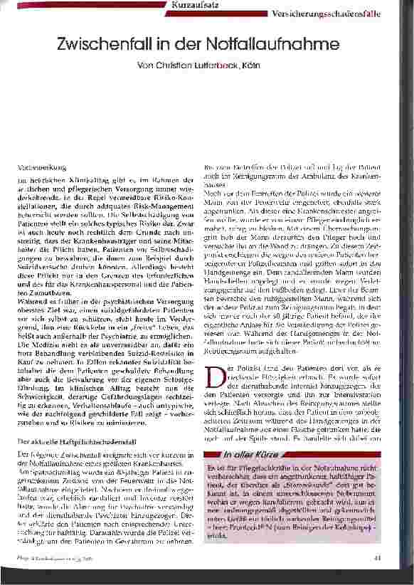 Vorschauseite 1: Zwischenfall in der Notfallaufnahme