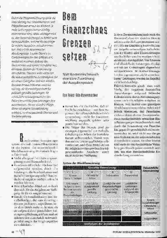 Vorschauseite 1: Dem Finanzchaos Grenzen setzen Statt Kostenmischmasch eine klare Zuordnung der Ausgabenposten