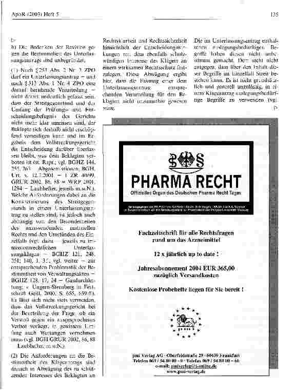 Vorschauseite 3: Werbegeschenke für Apothekenkunden - Verstoß gegen das Wettbewerbsrecht? Bundesgerichtshof, Urteil vom 4. Juli 2002