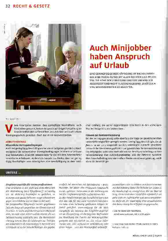 Vorschauseite 1: Auch Minijobber haben Anspruch auf Urlaub