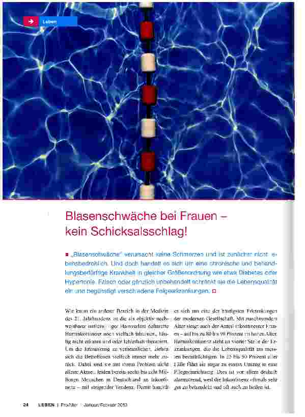 Vorschauseite 1: Blasenschwäche bei Frauen -kein Schicksalsschlag!