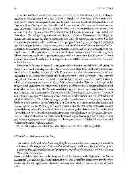 Vorschauseite 2: Neuronale Plastizität und Autonomie Chancen und Risiken des Wissens über die Veränderbarkeit des Gehirns