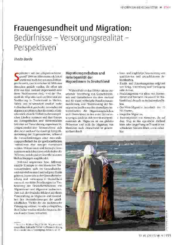 Vorschauseite 1: Frauengesundheit und MigrationBedürfnisse - Versorgungsrealität -Perspektiven