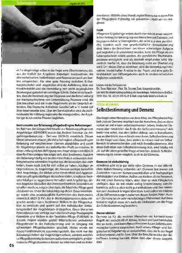 Vorschauseite 1: Selbstbestimmung und Demenz