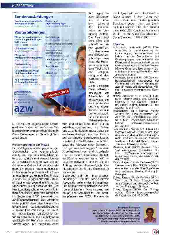 Vorschauseite 2: Healthcare is (y)our concern - Powernapping als gesundheitsfördernde Maßnahme an der Gesundheitsund Krankenpflegeschule