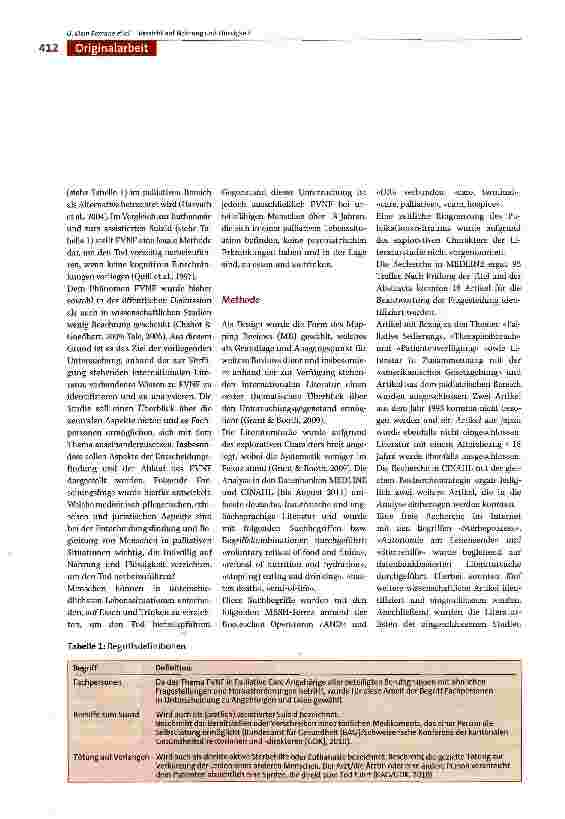 Vorschauseite 2: Freiwilliger Verzicht auf Nahrung und Flüssigkeit in der Palliative Care: ein Mapping Review