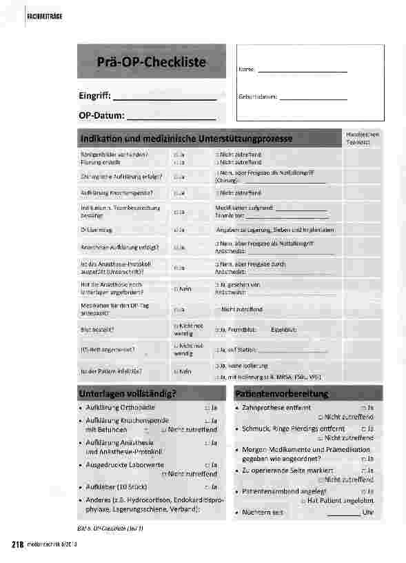 Vorschauseite 6: Patientensicherheit in der Chirurgie