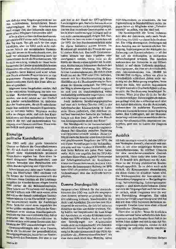 Vorschauseite 4: Gesundheitsstrukturgesetz Historische Chance oder Koalition gegen Ärzte und Patienten?
