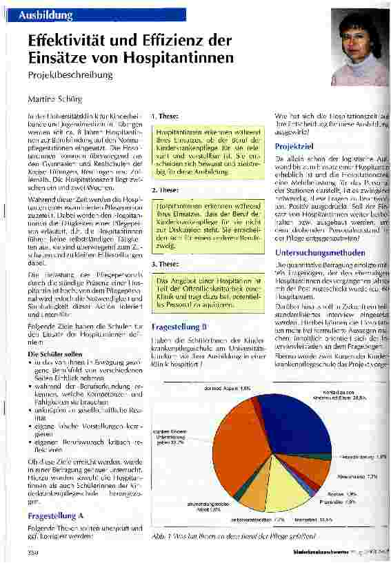 Vorschauseite 1: Effektivität und Effizienz der Einsätze von Hospitantinnen Projektbeschreibung