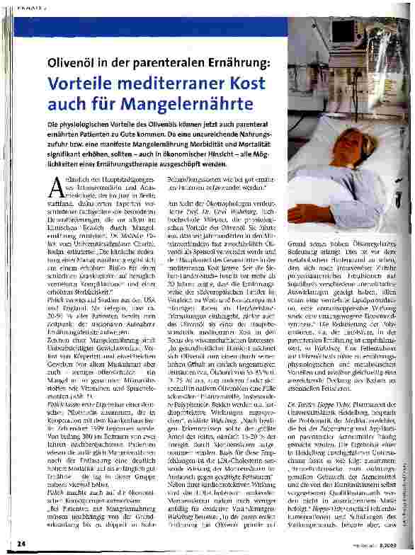 Vorschauseite 1: Vorteile mediterraner Kost auch für Mangelernährte