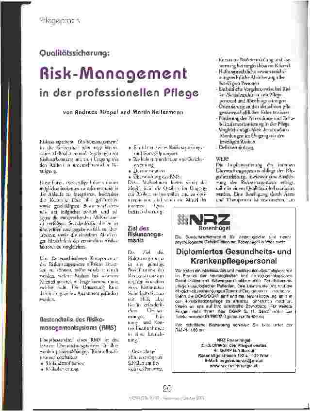 Vorschauseite 1: Risk-Management in der professionellen Pflege