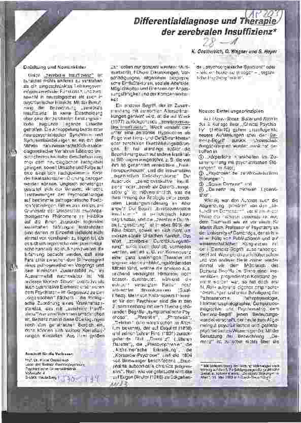 Vorschauseite 1: Differentialdiagnose und Therapie der zerebralen Insuffizienz