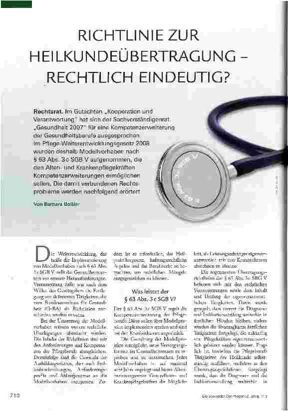 Vorschauseite 1: RICHTLINIE ZUR HEILKUNDEÜBERTRAGUNG RECHTLICH EINDEUTIG?