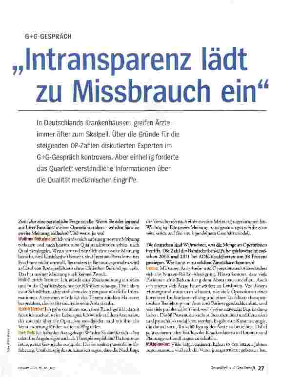 Vorschauseite 2: „Intransparenz lädt zu Missbrauch ein