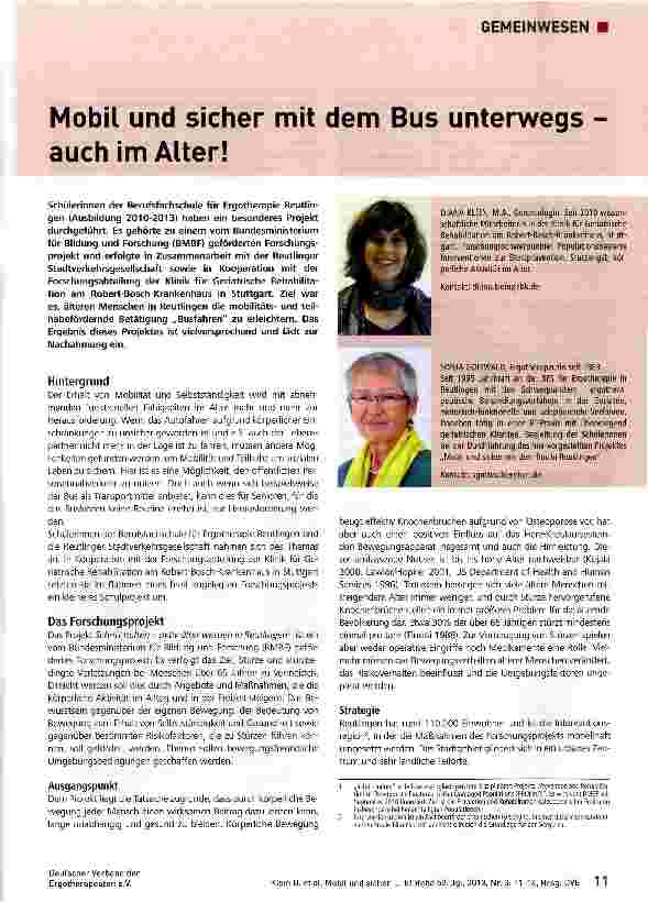 Vorschauseite 1: Mobil und sicher mit dem Bus unterwegs -auch im Alter!