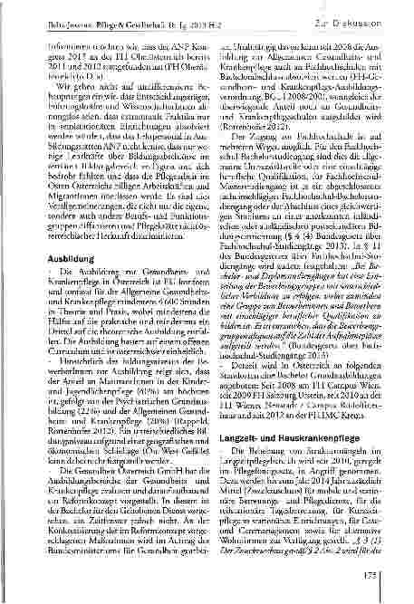Vorschauseite 2: Kommentar zum Beitrag von Alexandra Prinz: Wie verläuft die Implementierung von Advanced Nursing Practice in der extramuralen Pflege in Wien?