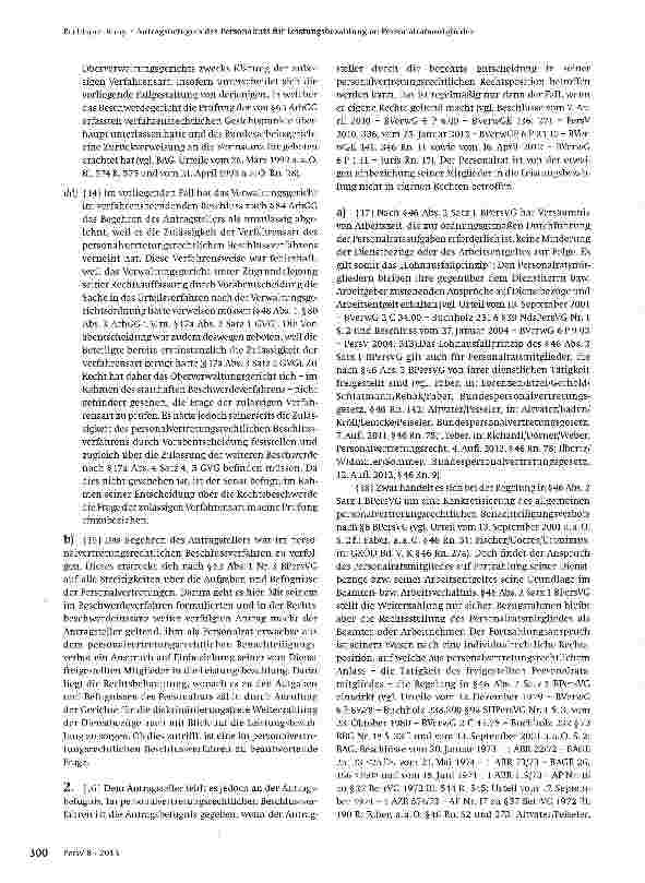 Vorschauseite 3: Antragsbefugnis des Personalrats für Leistungsbezahlung an Personalratsmitglieder