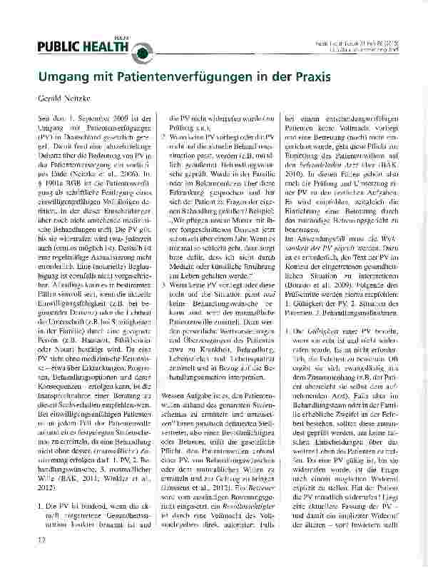 Vorschauseite 1: Umgang mit Patientenverfügungen in der Praxis