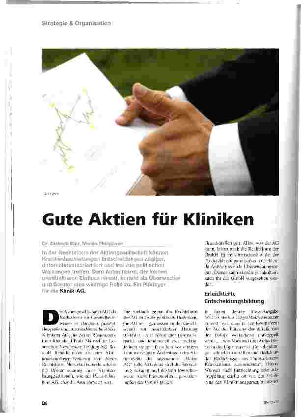 Vorschauseite 1: Gute Aktien für Kliniken