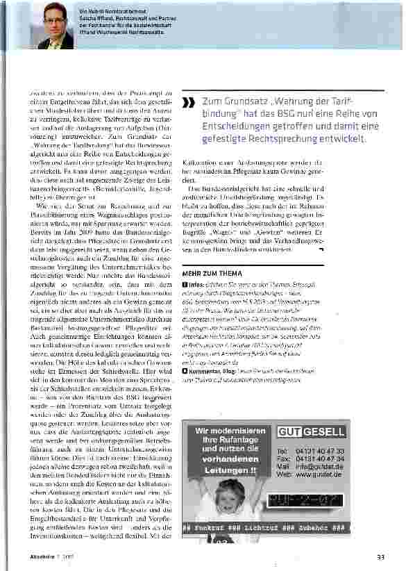 Vorschauseite 2: BSC sorgt für Klarstellung in der Pflegesatzverhandlung