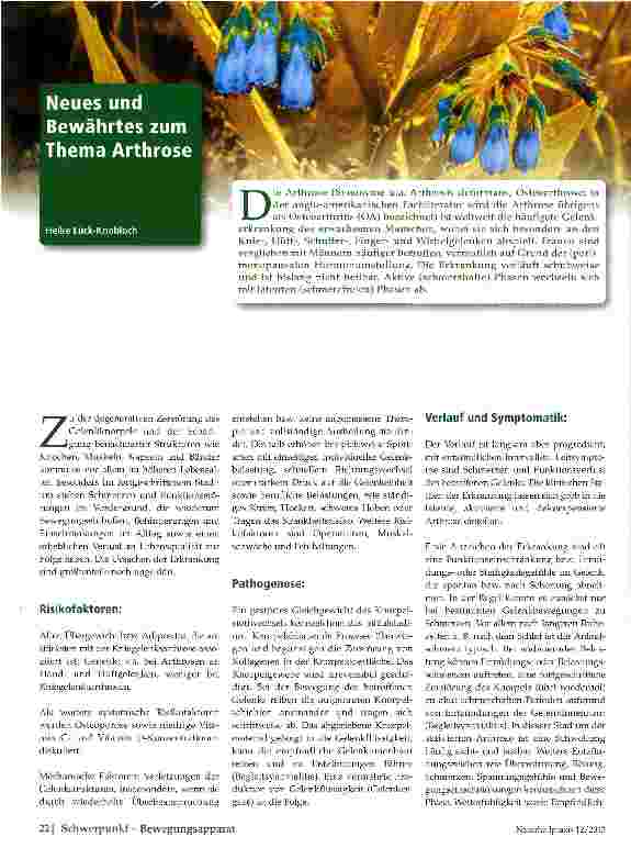 Vorschauseite 1: Neues und Bewährtes zum Thema Arthrose