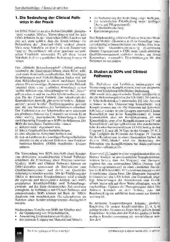 Vorschauseite 2: Clinical Pathways und Diagnosis-Related Groups: Die Anästhesiologie als Schnittstellenfach