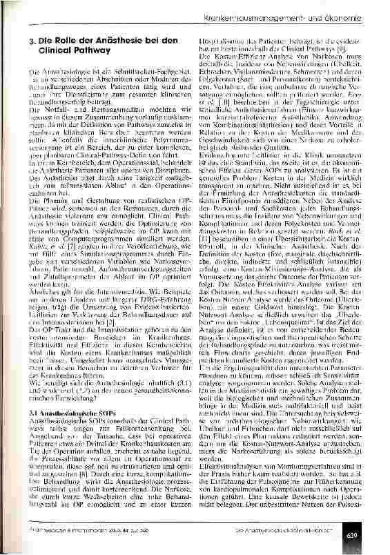Vorschauseite 3: Clinical Pathways und Diagnosis-Related Groups: Die Anästhesiologie als Schnittstellenfach