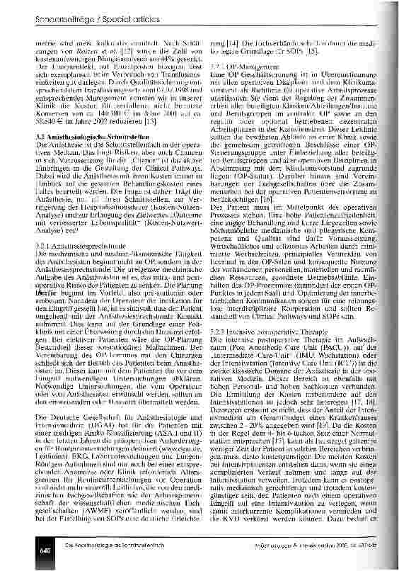 Vorschauseite 4: Clinical Pathways und Diagnosis-Related Groups: Die Anästhesiologie als Schnittstellenfach