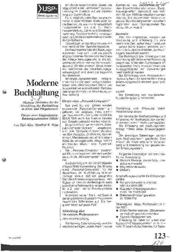Vorschauseite 1: Moderne Buchhaltung Einsatz eines Magnetkontenbuchungsautomaten (MKB)