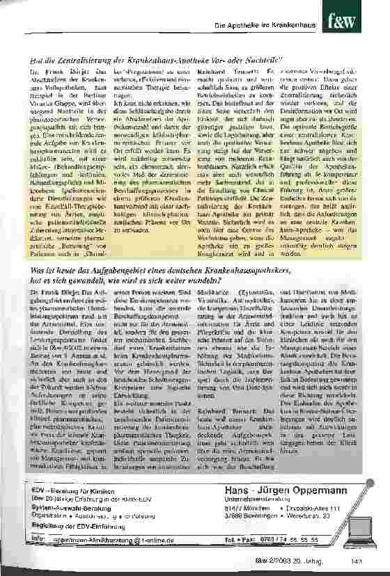 Vorschauseite 2: Die Zukunft der Krankenhausapotheke