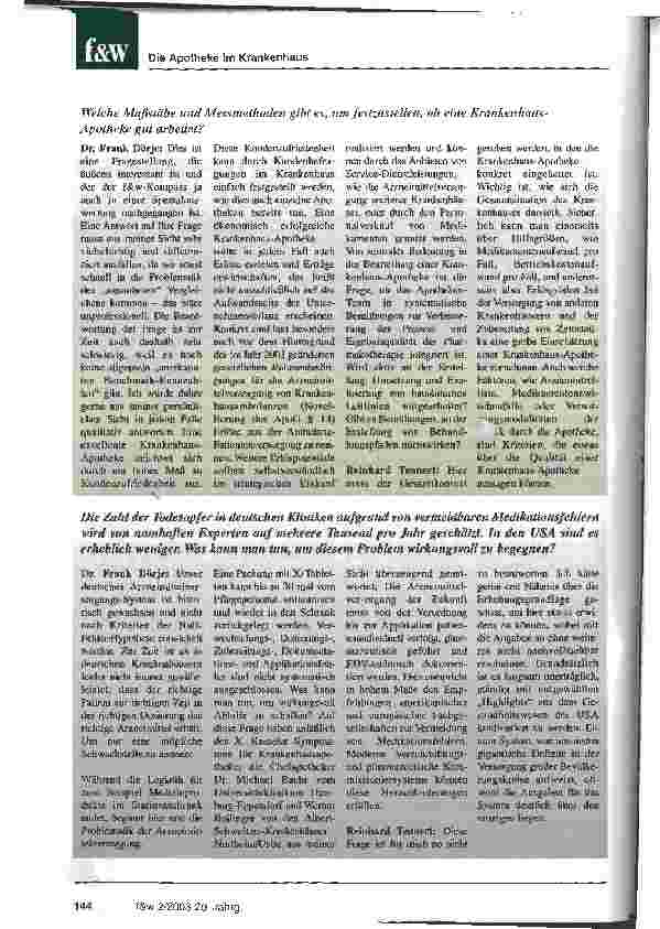 Vorschauseite 3: Die Zukunft der Krankenhausapotheke
