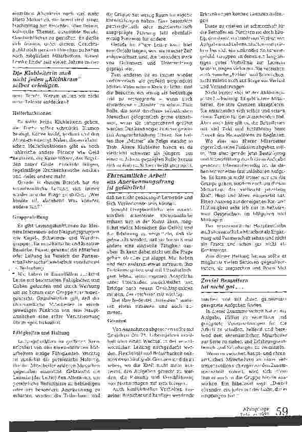 Vorschauseite 2: Senioren als ehrenamtliche Mitarbeiter in Altenklubs und Altenkreisen