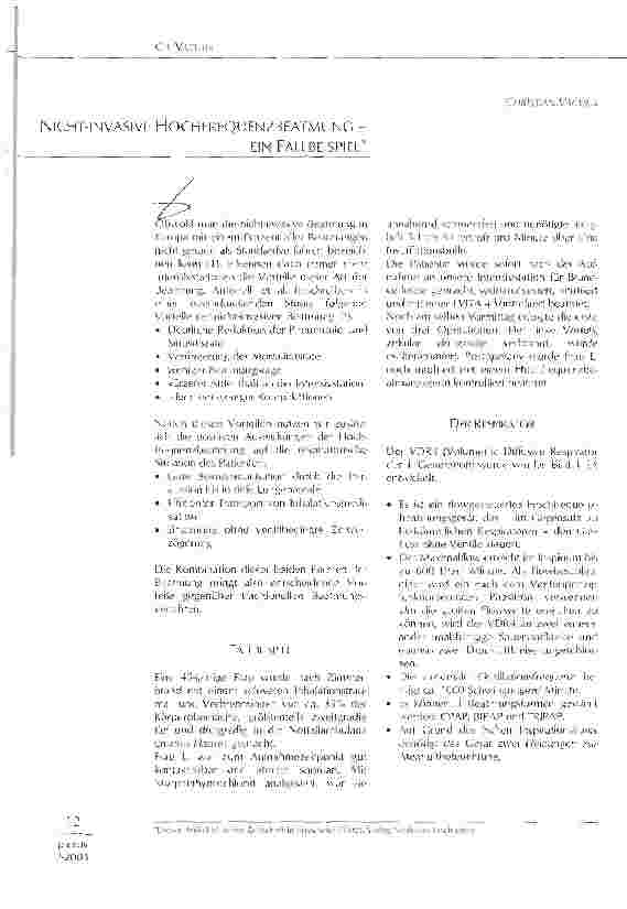 Vorschauseite 1: Nicht-invasive Hochfrequenzbeatmung - ein Fallbeispiel