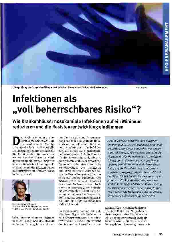 Vorschauseite 1: Infektionen als „voll beherrschbares Risiko?