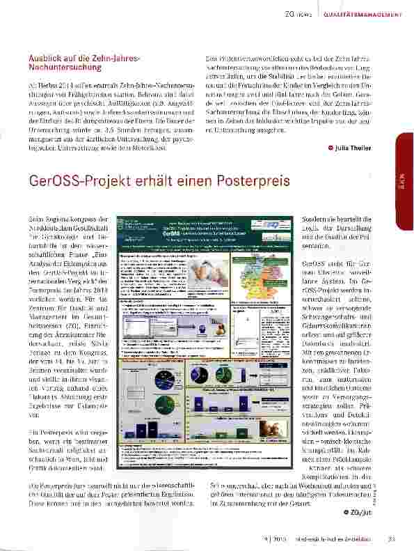 Vorschauseite 1: GerOSS-Projekt erhält einen Posterpreis