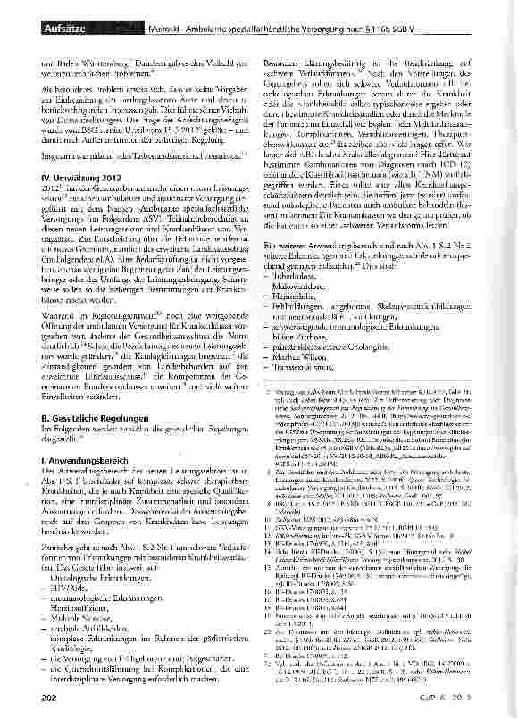 Vorschauseite 2: Ambulante spezialfachärztliche Versorgung nach § 116b SGB V
