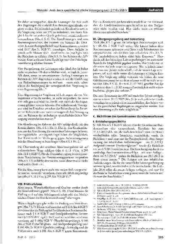 Vorschauseite 5: Ambulante spezialfachärztliche Versorgung nach § 116b SGB V