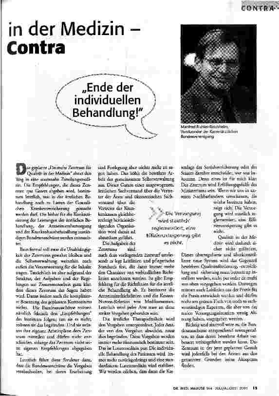 Vorschauseite 2: Zentrum für Qualität in der Medizin - Pro und Contra