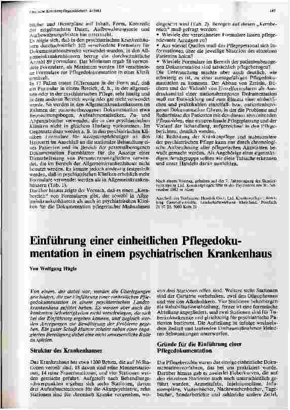Vorschauseite 4: Aspekte der Pflegedokumentation Vergleich zwischen allgemeiner und psychiatrischer Krankenpflege