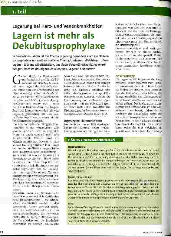 Vorschauseite 1: Lagern ist mehr als Dekubitusprophylaxe 1. Teil