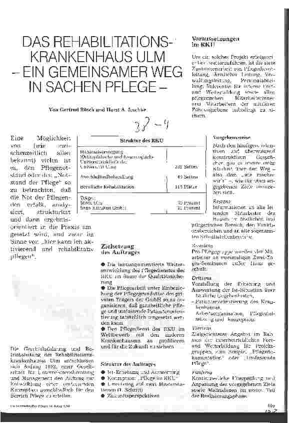 Vorschauseite 1: Das RehabilitationsKrankenhaus Ulm Ein gemeinsamer Weg in Sachen Pflege
