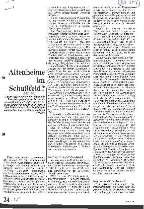 Vorschauseite 1: Altenheime im Schußfeld