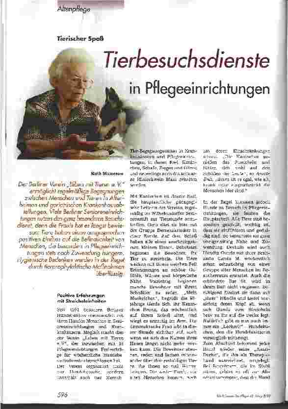 Vorschauseite 1: Tierbesuchsdienste in Pflegeeinrichtungen