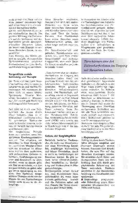 Vorschauseite 2: Tierbesuchsdienste in Pflegeeinrichtungen