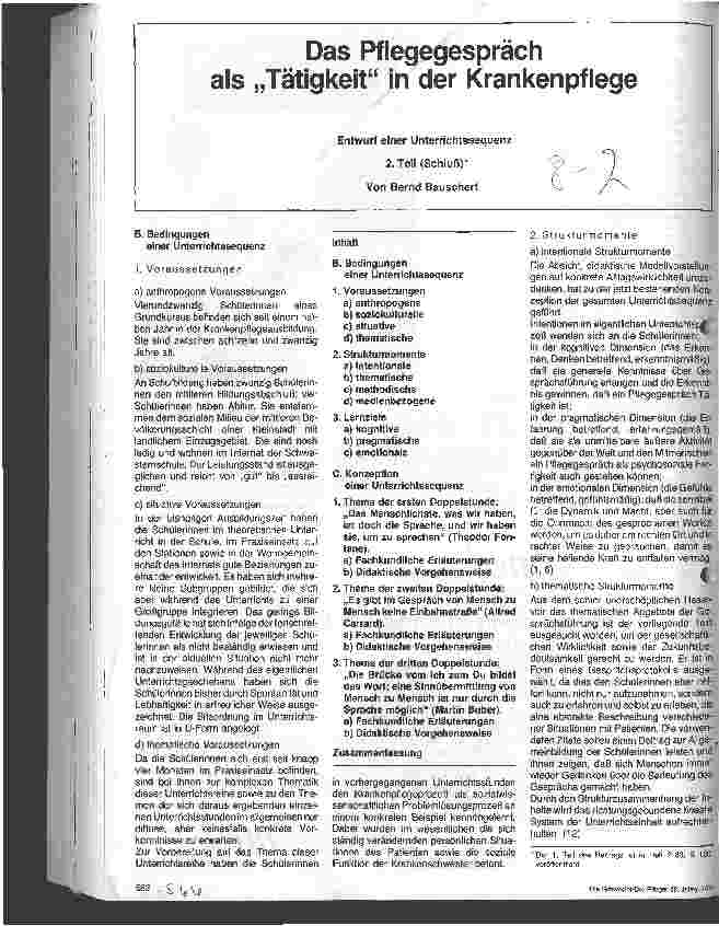 Vorschauseite 1: Das Pflegegespräch als Tätigkeit in der Krankenpflege