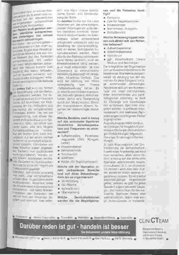 Vorschauseite 4: Neue Behandlungsformen mit Wermutstropfen Ambulantes Operieren präund poststationäre Behanlung